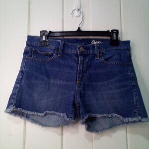 Gap Authentic Summer Short Women 27 Raw Hem Denim Blue